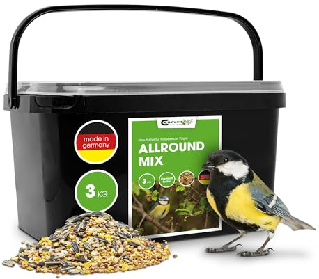 Premium Vogelfutter 3 Kg - Allround Mix - Energiereiches Wildvogelfutter - Ganzjahresfutter - Hochwertige Körnermischung mit Sonnenblumenkernen