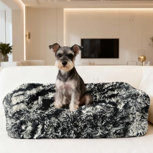 Panier Chien Orthopédique - Canapé Lavable Et Imperméable Pour Chiens Moyens/Grands Housse Amovible Doudou Moelleuse Couleur Vert Foncé, Confortable Antidérapant Idéal Chiot(Black Tiger Stripe)