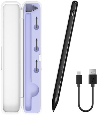 SSS·GRGB Stift für ASUS ZenBook/VivoBook Flip/Pro/Duo, MPP 2.0, Schwarz | 4096 Druckstufen, Palm Rejection, Neigungsfunktion, magnetische Haftung, USB-C-Schnellladen, Etui, Radierer und Rechtsklick