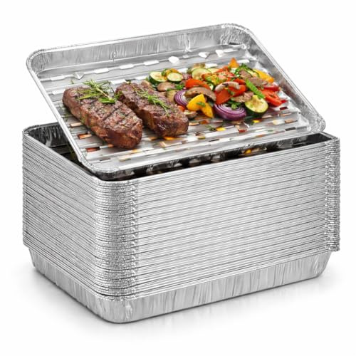 TK Gruppe Timo Klingler 20er Grillschale - Einwegschale aus Aluminium zum Grillen - Aluschale ca. 34 x 23cm - Fettauffangschale Gasgrill (20x (340x230x25 mm))
