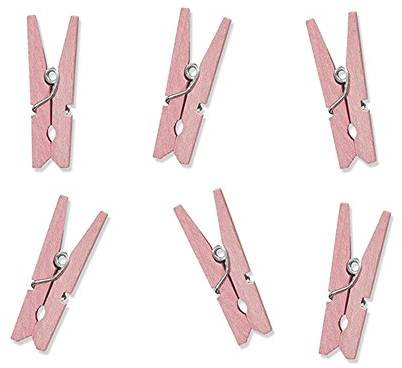 Lot de 20 mini pinces à linge en bois rose pour travaux manuels et décoration