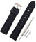 VINBAND Unisex Wasserfest Gummi Uhrenarmband mit Gebürstete Edelstahl Silber Schnalle 24mm Schwarz Schwarz