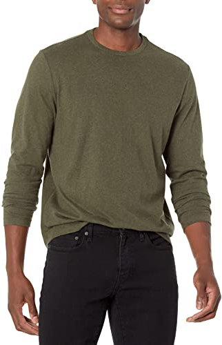 Amazon Essentials Men's Regular-Fit Long-Sleeve T-Shirt, Olive Heather, S