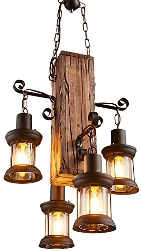 E27 Retro Pendelleuchte Holz Hängende Lampe Vintage Industrielle Hängeleuchte kreative antike Loft Pendellampe Persönlichkeit Esszimmer Kronleuchter Höhenverstellbar Eisen Glas Wohnzimmer Bar Lampe …