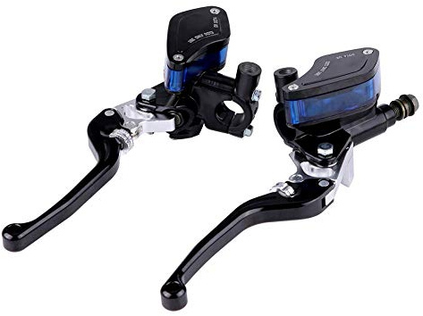EBTOOLS para la manija freno hidráulico motocicleta freno embrague maestro, par de 22mm CNC aleación de aluminio hidráulico bomba de freno embrague palanca de cilindro maestro ajustable(plata)