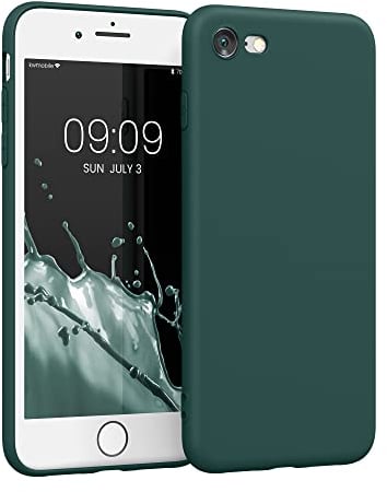 kwmobile Case Compatible with Apple iPhone SE (2022) / iPhone SE (2020) / iPhone 8 / iPhone 7 Case - Protective Slim TPU Phone Cover - Soft Matte Finish - Turquoise Green