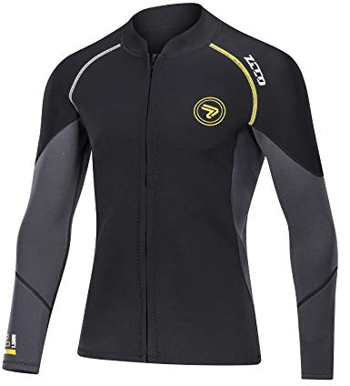 Muta Top da Uomo in Neoprene da 1,8 mm, con Cerniera Frontale a Maniche Lunghe, per Nuoto, Snorkeling, Immersioni subacquee, Surf