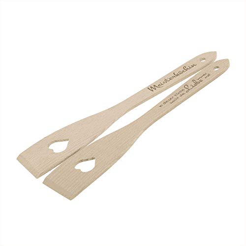 Personalisierter Pfannenwender aus Holz mit Herz & individueller Gravur – Holz Pfannenwender mit Wunschtext gestalten – Geschenkidee für Hobby Köche oder zum Muttertag (30x6x0,5 cm) – STEMPEL-FABRIK