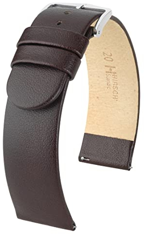HIRSCH Unisex Uhrenarmband Kalbsleder Modell Scandic 20 mm Braun