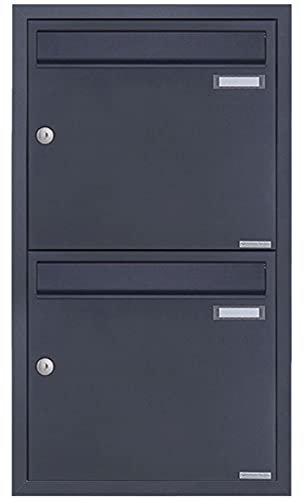 2er 1x2 Edelstahl Unterputz Briefkastenanlage Basic Plus 382XU UP - RAL 7016 anthrazitgrau - 2 Parteien