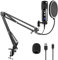 VONYX CMS320B - Studio Mikrofon mit Halterung, inkl. Pop-Filter mit Schwanenhals, Gaming Mikrofon PC Set, 14kHz, USB Mikrofon, Streaming, Podcast, Aufnahme Mikrofon, Schwarz