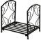 Outsunny Estante para Leña 39,5x31,5x39,5 cm Soporte para Leña Metálico Leñero Interior y Exterior con Rejilla y Base Elevada Diseño Vintage Carga Máx. 50 kg Negro