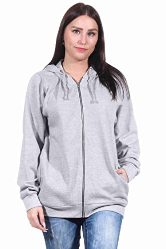 NORMANN-Wäschefabrik Damen Jacke mit Kapuze für Hausanzug, Sportanzug oder Jogginanzug Oberteil