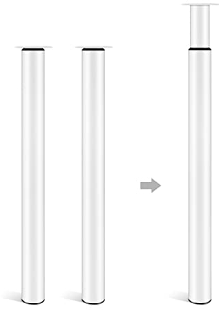 Dhouse Tischbeine 2 Stück Ø 60 mm Tischbeine Höhenverstellbar 710-1100mm Höhenverstellbare Möbelfuß Zylindrisch Metall Tischbeine Geeignet für Frühstückstisch Schreibtisch Arbeitsplatten(Weiß)