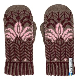 ÖJBRO VANTFABRIK Fager Iselin Fäustlinge 4 Lagen hirsch/korall Gr. S 100% Merinowolle Handschuhe Strick warm weich - Hergestellt in Schweden