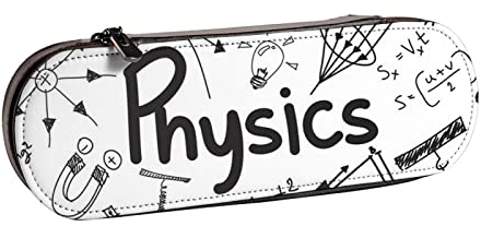 Carrdkdk Federmäppchen aus Leder mit Physik-Aufdruck, ästhetisches Federmäppchen für Jungen und Mädchen, kleines Federmäppchen, Organizer mit Reißverschluss, großes Fassungsvermögen für die Schule,