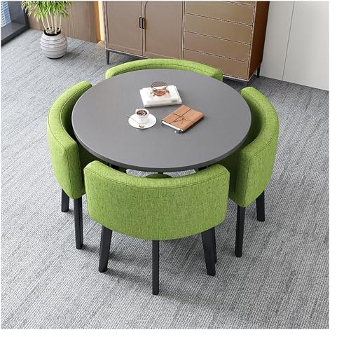 Runder Esstisch Mit 4 Stühlen Set,Rezeption Tisch Und Stuhl Kombination,Besprechungstisch Mit Stühlen,Couchtisch Und Stuhl Set,Empfangtisch,Verhandlungstisch,Für Esszimmer Und Küche 80cm (Color : Gre