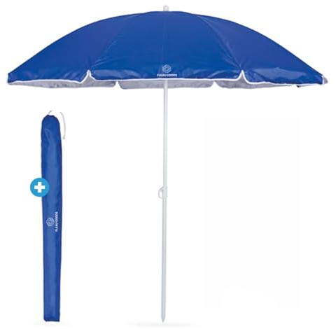 Fleau Goods Parasol de plage – Parasol – Réglable – Protection UV – Résistant à l'eau – Parasol à mât – Parasol de jardin (Parasol avec sac de transport)