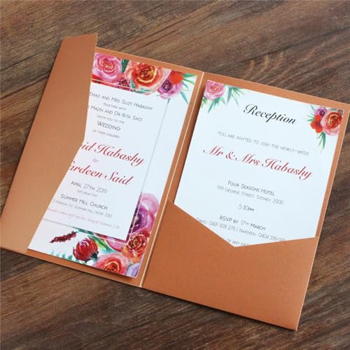 MillaSaw Hochzeitseinladungen aus Bronze, Umschlag für Hochzeitseinladungen im Herbst, 25 Stück (bronziert), LA001