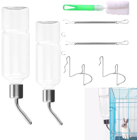 Hängende Haustiere Wasserflaschen, Trinkflasche Kaninchen mit Halterung,Hasen Trinkflasche, Kaninchen-Trinkflaschen, für Kaninchen Meerschweinchen Hamster Chinchillas, 2 Stück