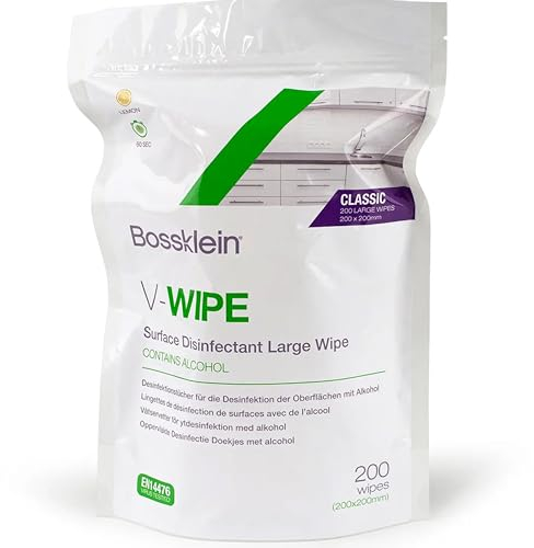 Bossklein V-Wipe Classic Surface Disinfectant Alcohol Lemon Wipe - Refill Of 200 Wipes