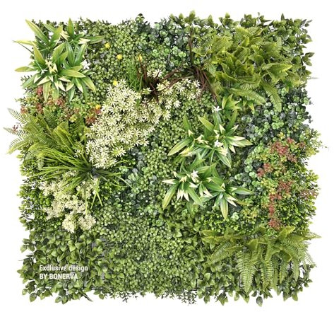 BONERVA | Jardín Vertical Santorini | Pieza 100x100cm (1m²) | Planta Artificial Decorativa para hogar, Oficina, Hotel, Restaurante, etc | MAL1223