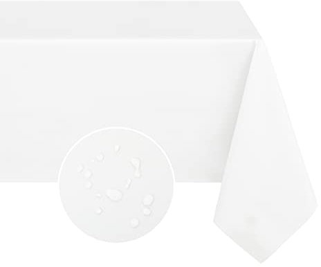 Romanstile Mitteldecke Tischdecke 80x80 Weiß 350GSM abwaschbar Wachstischdecke Outdoor wetterfest Weihnachten PVC 100% Wasserdicht Table Cloth Deko für Gartentisch,Garten,Couchtisch,Draußen,Christmas