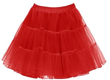 Wikoan Vintage Petticoat Reifrock Unterrock Damen Kurz für Hochzeit Braut Retro Rockabilly Kleid Rot XXL