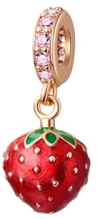 GOUWO Erdbeer Charms aus 925er Silber kompatibel mit Pandora Armband und Halskette 5A Zirkonia Schmuck für Frauen Mutter und Tochter Geburtstag Halloween Muttertag Valentinstag Geschenke