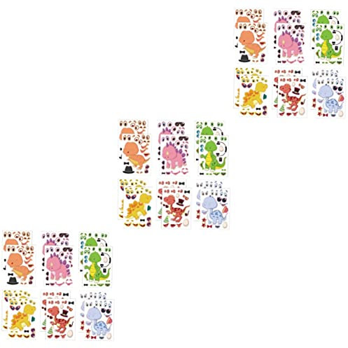 ifundom 3sets Dinosaur Puzzle Sticker Dinosaurs Wall Vinyls Jungle Stickers Cartoon Stickers for Cartoon Animal Sticker Dinosaurs Puzzle Stickers Copper Plate Stickers 12sheets*3