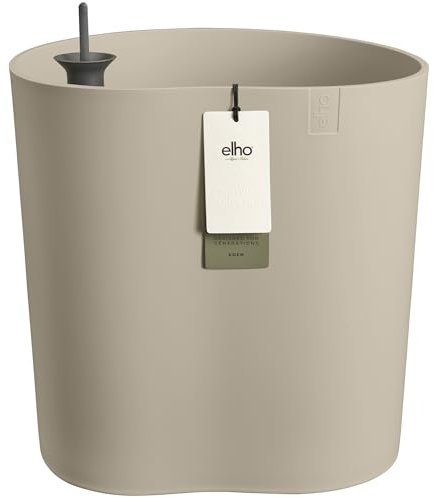 Elho Eden Aquacare Medium 40 - Pot de Fleur - Interieur & Extérieur - Plastique 100% Recyclé - Ø 38.0 x H 43.1 cm - Gris/Taupe Doux