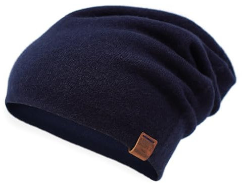 Aspen Doppellagige Mütze - 100% Kaschmir - Hergestellt in Nepal - Marineblau