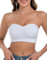 ANGOOL Damen Trägerloser BH ohne Bügel Push Up BH ohne Träger Feste Polster Bandeau Top Damen Seamless mit Transparente und Primärfarbige Träger, Weiß, 2XL