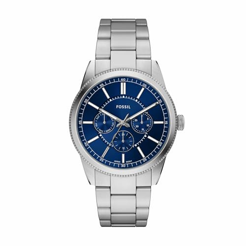 Fossil Pearson Uhr für Herren, Quarz Multifunktionswerk mit Edelstahl oder Lederarmband