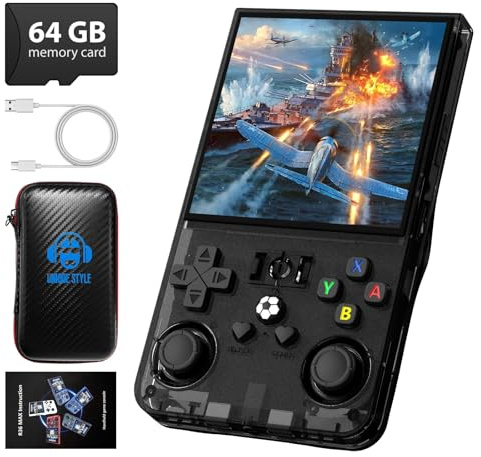 R36MAX Console di gioco portatile retrò, schermo IPS da 4,0 pollici 720 x 720, gioco classico integrato da 18.000 +, sistema Linux open source portatile, batteria da 4000 mAh, console di gioco retrò