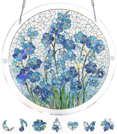 Acrylic Puzzle Suncatcher 83 Pieces, Sun Catcher Puzzle Kit, DIY Suncatchers Puzzles Window Hanging, Sun Catchers Indoor Window, for Patio Garden Fence Living Room (#F)