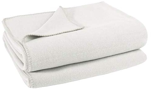zoeppritz since 1828' Soft-Fleece, Polarfleece-Decke mit Häkelstich, Flauschige Kuscheldecke, Polyester, Viskose, 010 Offwhite, 220x240 cm