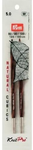 Prym Nadelspitzen CUBICS Natural farbig lang 11,6 cm 5,00 mm Strumpfstricknadel, Holz, Mehrfarbig, 5 mm