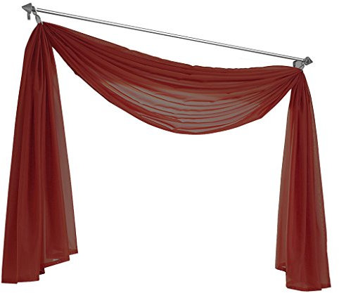 Olivia's Stylism Boutique Querbehang Deko Gardinen aus transparentem Voile Schals H*B 600 * 145cm Terra
