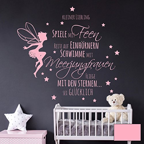 Wandtattoo Wandbild Wandaufkleber Wandsticker Zitat Spruch kleiner Liebling... Fee und Sterne M2014 - ausgewählte Farbe: *rosa* ausgewählte Größe: *M - 60cm breit x 60cm hoch*