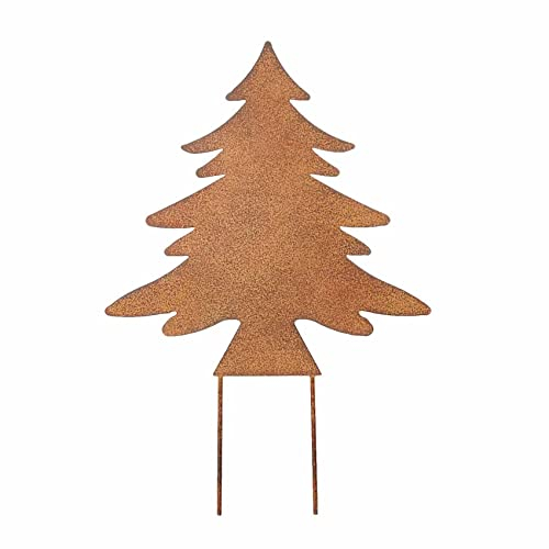 Gartenzaubereien Tanne zum Stecken, lackiert in Rostoptik, Metall, Dekoration, Braun, 20 cm hoch, 19 cm breit, Bodenmontage, wetterfest