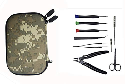 RUILUL Kit de herramientas 9 en 1 para cigarrillos electrónicos RBA RTA RDA con una bolsa de camuflaje con cremallera sin nicotina (camuflaje)
