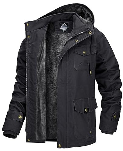MAGCOMSEN Veste bomber d'hiver en polaire pour homme style militaire, coupe-vent avec capuche