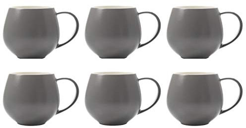 CREAFLOR HOME 6er Set Becher, Tassen Basics Tint SNUG dunkelgrau 450ml Maxwell & Williams