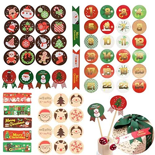 RunFar shop 42 Blätter Weihnachtsaufkleber Weihnachten Geschenkaufkleber Sticker Etiketten selbstklebend für Umschlag Geschenktüten Papiertüten Weihnachtskarten