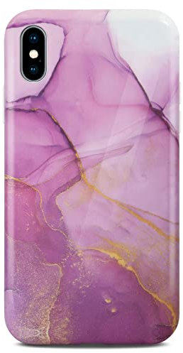 ONEFLOW Sense Case kompatibel mit Apple iPhone X/iPhone XS Hülle in Marmor Optik, Schutz für Kamera und Bildschirm, Glitzer Handyhülle aus Silikon - glänzend Violett (Affection)