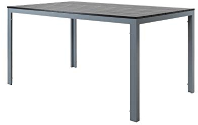 Ambientehome Alu Polywood Tischpl. circa 150x90 cm silber schwarz Tisch