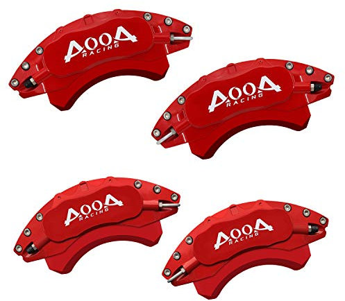 AOOA Caliper Covers Red Brake and White Characters Covers Fits 2015-2023 Mustang Eco Boost (set of 4)