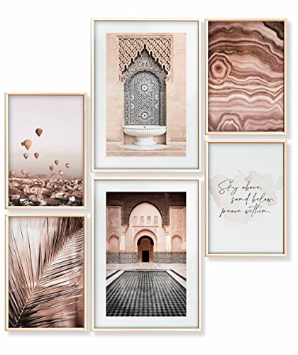Heimlich® Tableau Décoration Murale - SANS Cadres -Set de Poster Premium pour la Maison, Bureau, Salon, Chambre, Cuisine -2 x A3 & 4 x A4-30x42 & 21x30 | » Ballon Architecture Orientale «