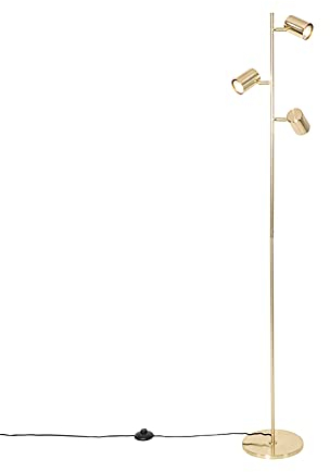Qazqa - Moderne Messing Stehleuchte I Stehlampe I Standleuchte I Lampe I Leuchte 3-flammig - Jeana I Wohnzimmer I Schlafzimmer - Stahl Länglich - LED geeignet GU10